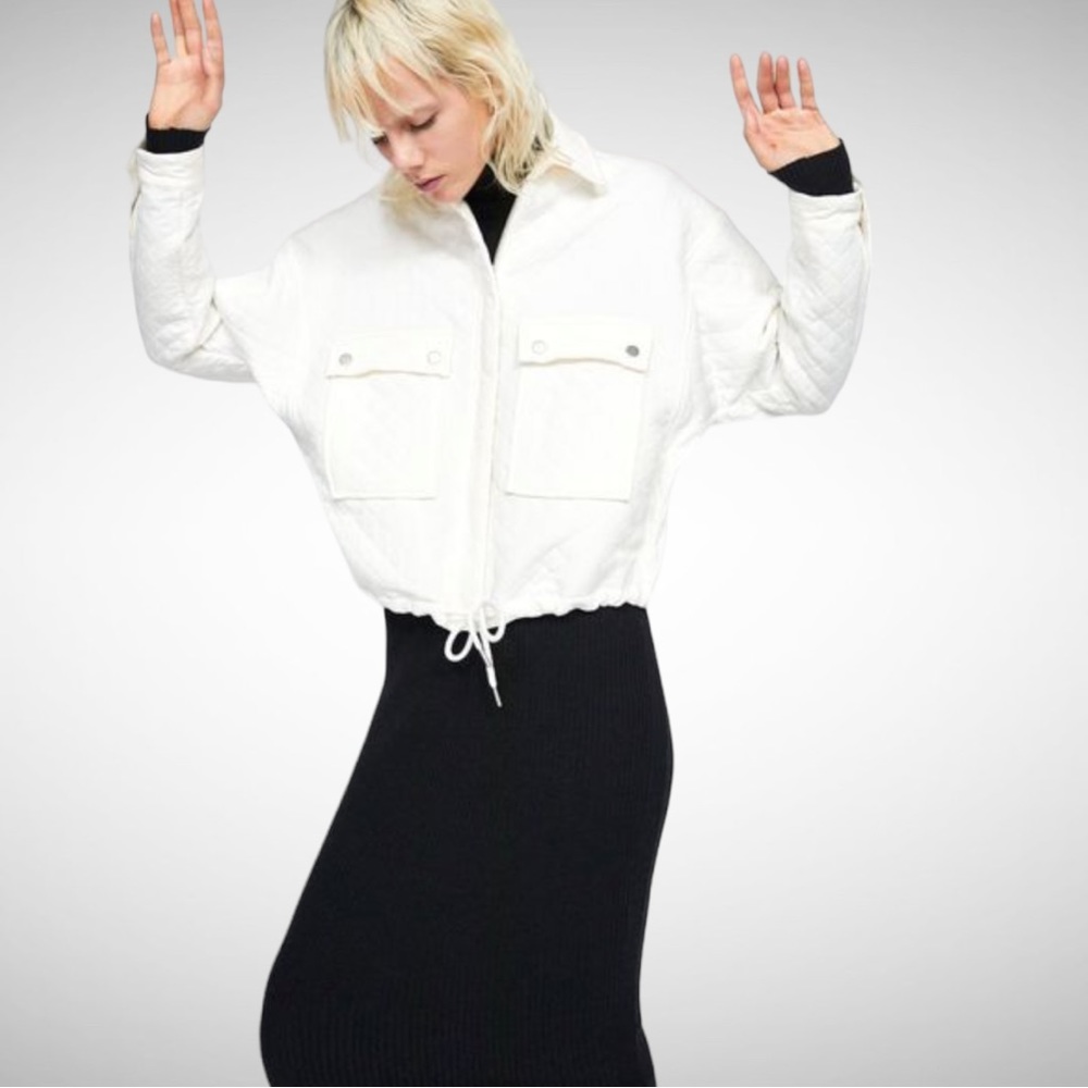 ✨Host Pick✨Zara Light Quilted Oversized Jacket Ivory XS